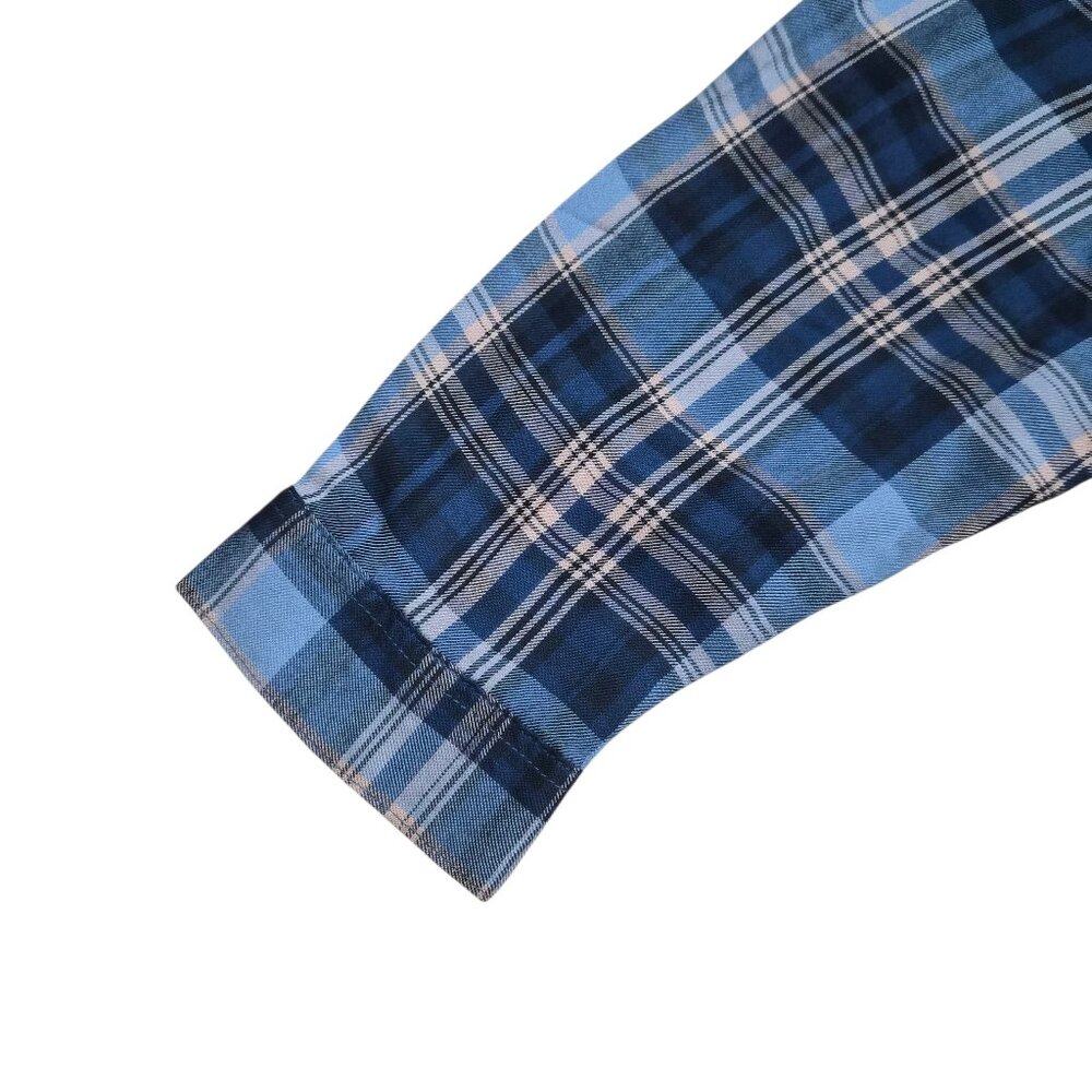 Terra & Sky Women's Button Down Shirt Plaid Long Sleeve Size 1X, 3X Blue Comet - Picture 7 of 11